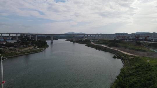 湖南怀化舞水河跨河大桥交通航拍