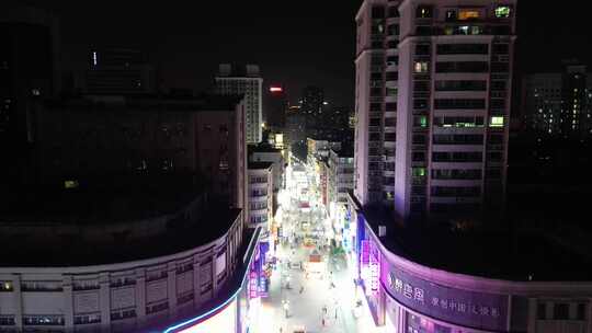 江西南昌胜利路步行街夜景灯光航拍