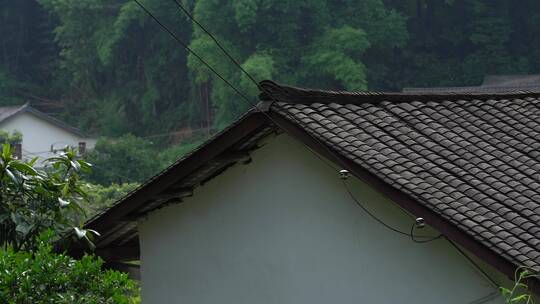 近景山村瓦房屋顶