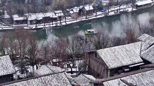 周至水街雪景视频素材模板下载