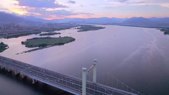 【日落 夕阳 晚霞 天空 大桥】