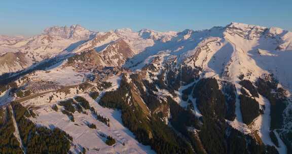 Morzine，雪，山，树