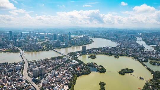 8K广东惠州城市天际线大全景航拍延时