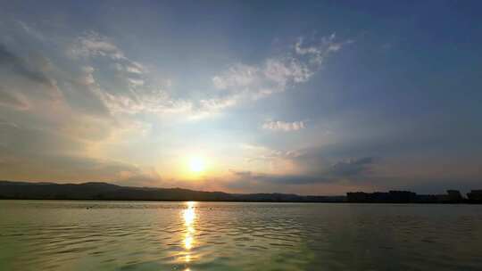 山西太原晋阳湖日落延时