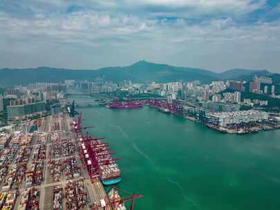 香港昂船洲码头航拍延时