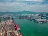 香港昂船洲码头航拍延时高清在线视频素材下载