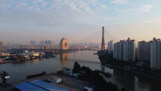 荔湾广州圆日出航拍