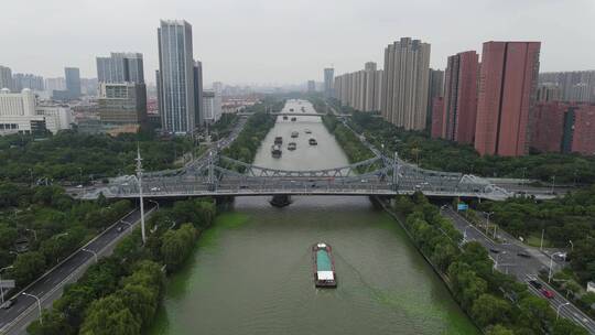 无锡金匮大桥京杭大运河4K航拍原素材