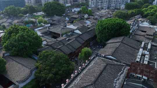 福州三坊七巷航拍福州历史古建筑黑瓦片屋顶