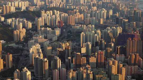 香港航拍九龙湾观塘建筑群城市密度