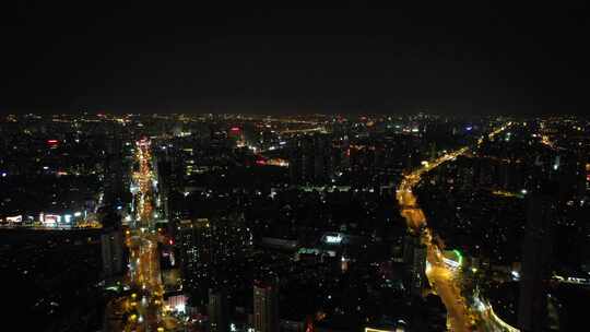 安徽合肥城市夜景交通大景航拍