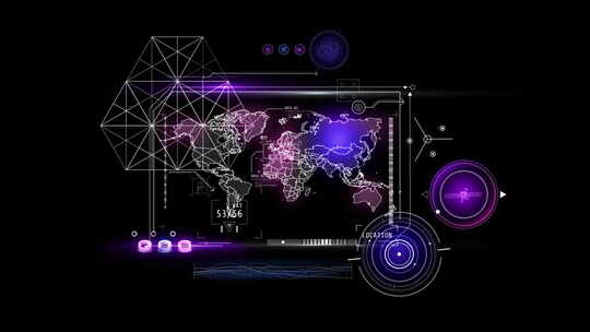 未来设备上带有信息图数据的虚拟地球地图