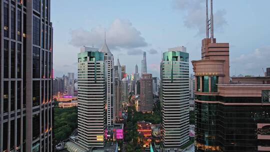 上海商业圈建筑风光航拍香港广场