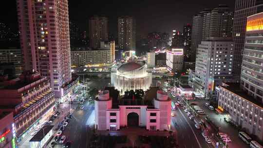 甘肃兰州西关清真大寺夜景航拍