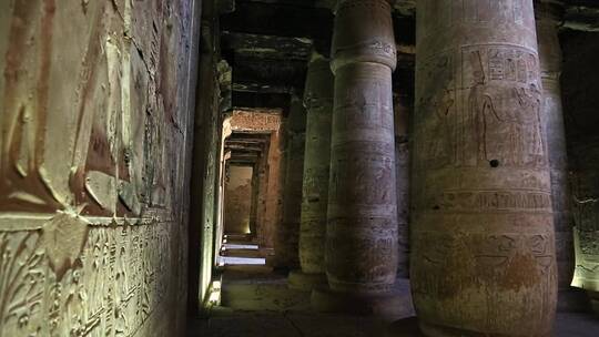 阿拜多斯神庙的石柱大厅视频素材模板下载