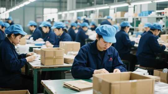 工厂工人流水线作业场景