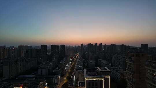 城市居民区黄昏日转夜延时摄影