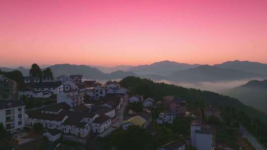 东阳天山村日出航拍视频