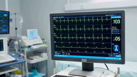医院心电监护仪屏幕画面
