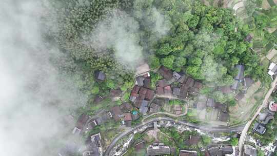 航拍浙江丽水枫堂古建筑遗址农村建设