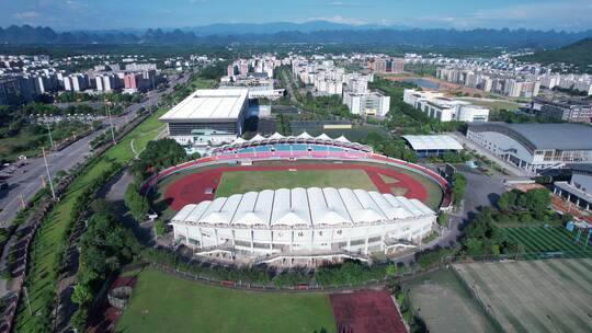 航拍雁山的大学院校和高校