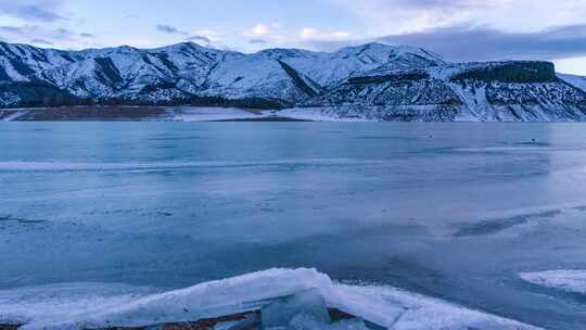 湖，冰冻，山脉，雪