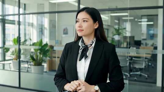 办公室内商务女性站立画面