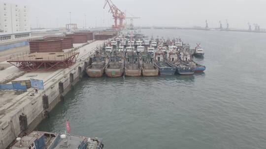 港口停靠成群渔船