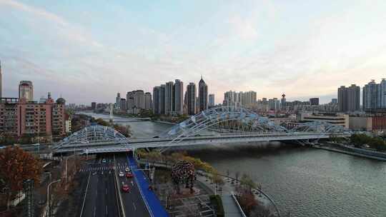 天津海河风景线 城市建筑风光航拍