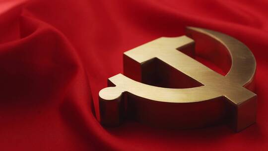 鲜艳的红旗中国共产党党徽视频素材模板下载