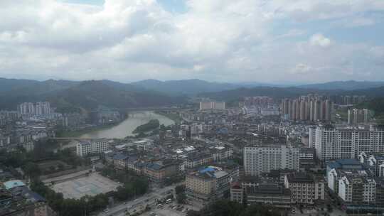 广西柳州侗族县城三江县航拍