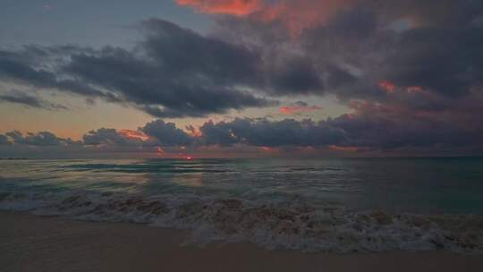 1小时大海海边海浪日出风景