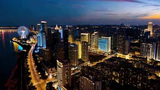 南昌城市夜景航拍全景