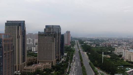 福建莆田城市高楼交通航拍