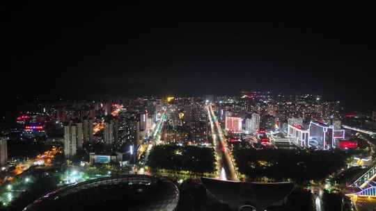 甘肃定西城市大景夜景灯光航拍