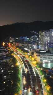 竖屏航拍福建厦门城市夜景