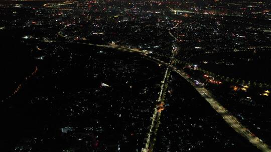 泉州市区夜景航拍500米高空泉州城市大景