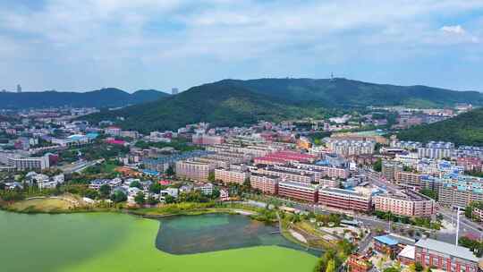 湖南长沙湘江江滩公园航拍橘子洲岳麓山风景