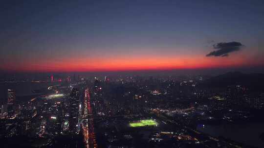 航拍深圳城市天际线灯光夜景