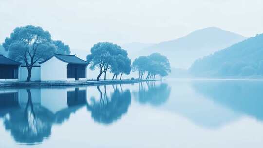 山水间中式建筑风景