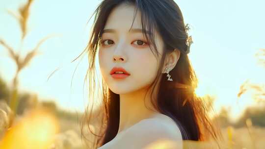 唯美少女凝视镜头温柔治愈