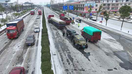 冰雪灾害航拍素材