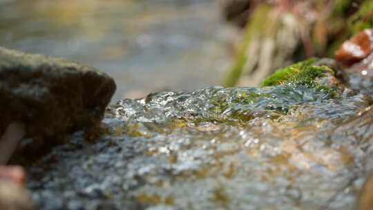 清澈湍急矿泉水山泉水小溪