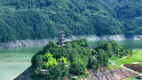 航拍陕西安康瀛湖风景区视频素材模板下载