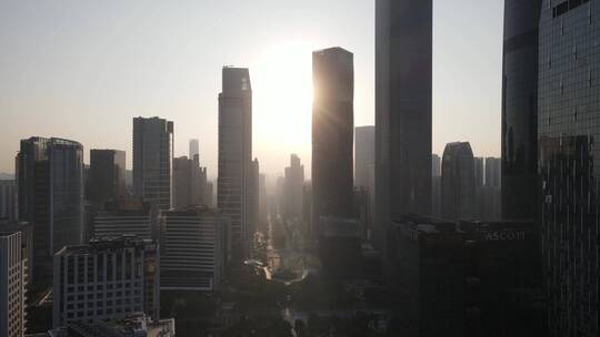 清晨日出的珠江新城视频素材模板下载