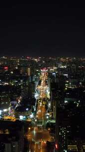 竖版航拍安徽合肥城市万家灯火夜景