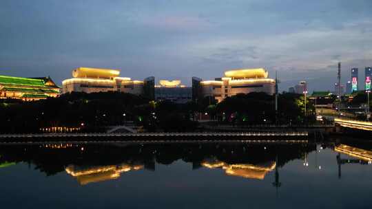 航拍江西南昌市博物馆夜景