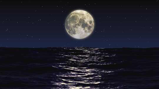 海上生明月、月亮、满月视频素材模板下载