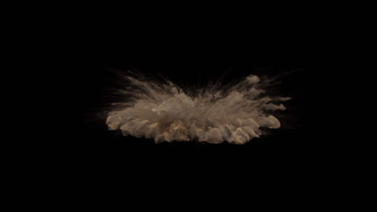 灰尘爆炸正视图，透明背景