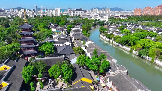 4K航拍苏州寒山寺3